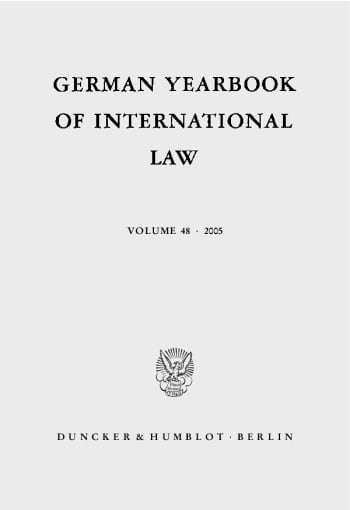 Cover: German Yearbook of International Law / Jahrbuch für Internationales Recht