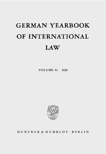 Cover: German Yearbook of International Law / Jahrbuch für Internationales Recht