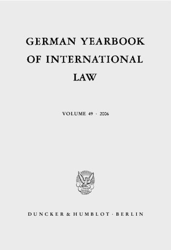 Cover: German Yearbook of International Law / Jahrbuch für Internationales Recht