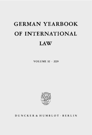 Cover: German Yearbook of International Law / Jahrbuch für Internationales Recht