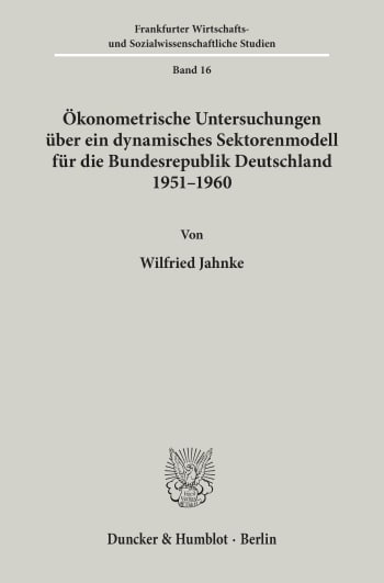 Cover: Frankfurter Wirtschafts- und Sozialwissenschaftliche Studien (FWS)