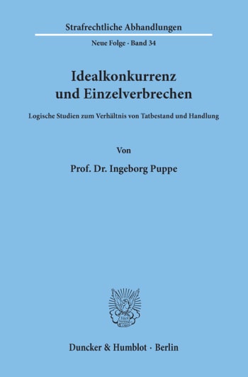 Cover: Idealkonkurrenz und Einzelverbrechen