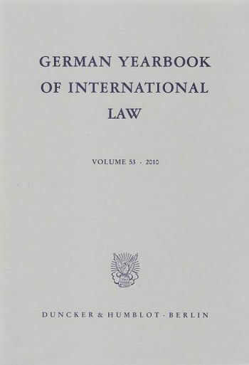 Cover: German Yearbook of International Law / Jahrbuch für Internationales Recht