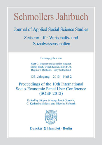 Cover: Proceedings of the 10th International Socio-Economic Panel User Conference (SOEP 2012)