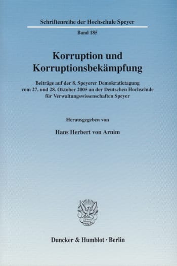 Cover: Korruption und Korruptionsbekämpfung