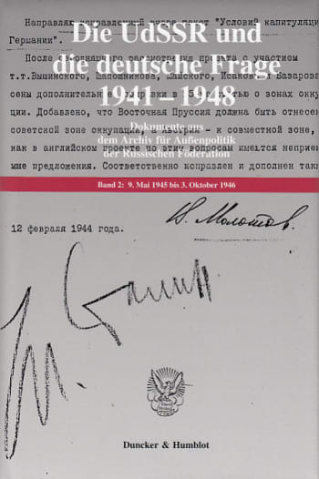 Cover: Die UdSSR und die deutsche Frage 1941–1949. Dokumente aus russischen Archiven. 4 Bände. Bearb. und hrsg. von Jochen P. Laufer / Georgij P. Kynin unter Mitarbeit von Viktor Knoll (Bd. 1–3) / Kathrin König (Bd. 4) / Reinhard Preuß (Bd. 4)