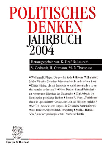 Cover: Politisches Denken. Jahrbuch 2004