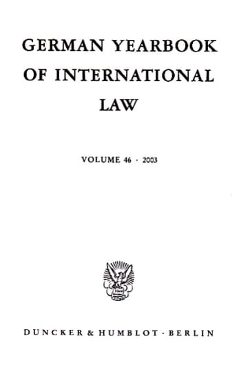 Cover: German Yearbook of International Law / Jahrbuch für Internationales Recht