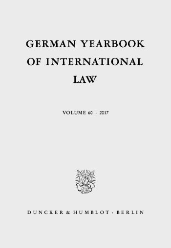 Cover: German Yearbook of International Law / Jahrbuch für Internationales Recht