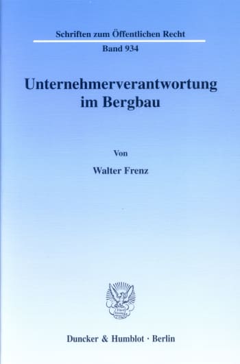 Cover: Unternehmerverantwortung im Bergbau