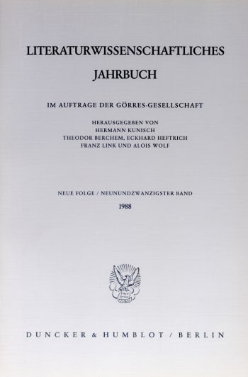 Cover: Literaturwissenschaftliches Jahrbuch