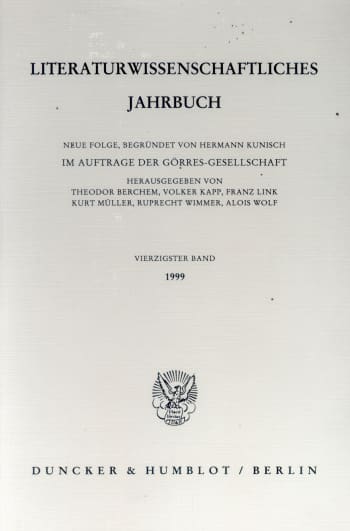 Cover: Literaturwissenschaftliches Jahrbuch