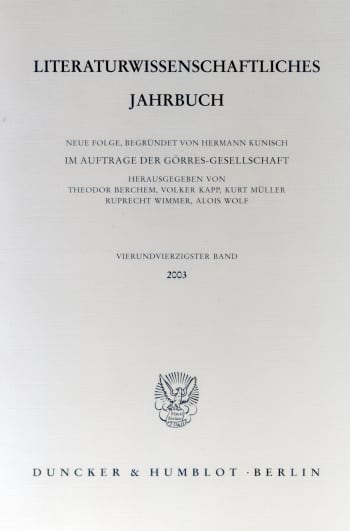 Cover: Literaturwissenschaftliches Jahrbuch