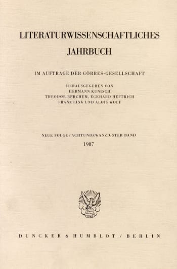 Cover: Literaturwissenschaftliches Jahrbuch