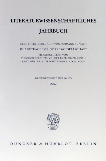 Cover: Literaturwissenschaftliches Jahrbuch