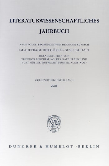 Cover: Literaturwissenschaftliches Jahrbuch