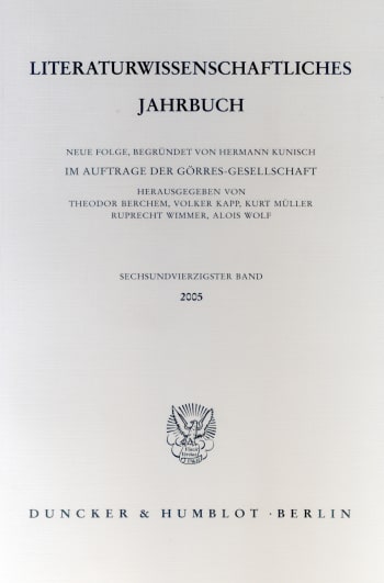 Cover: Literaturwissenschaftliches Jahrbuch