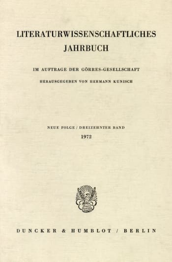 Cover: Literaturwissenschaftliches Jahrbuch