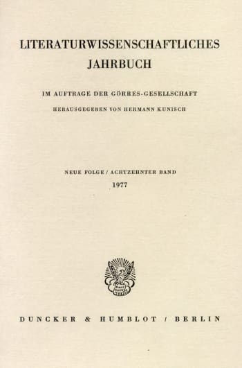 Cover: Literaturwissenschaftliches Jahrbuch