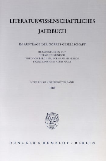 Cover: Literaturwissenschaftliches Jahrbuch