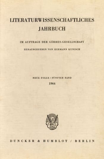 Cover: Literaturwissenschaftliches Jahrbuch