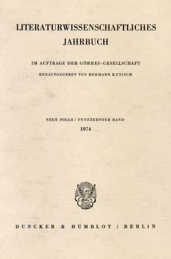 Cover: Literaturwissenschaftliches Jahrbuch