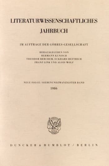 Cover: Literaturwissenschaftliches Jahrbuch