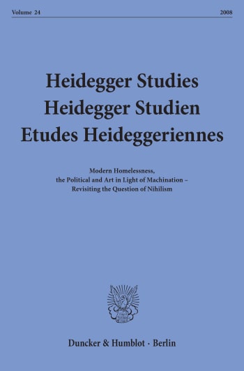 Cover: Heidegger Studies / Heidegger Studien / Etudes Heideggeriennes