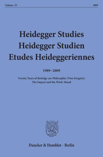 Cover: Heidegger Studies / Heidegger Studien / Etudes Heideggeriennes