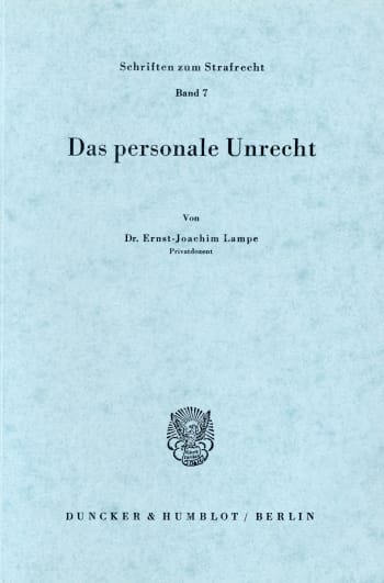 Cover: Das personale Unrecht