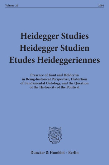 Cover: Heidegger Studies / Heidegger Studien / Etudes Heideggeriennes