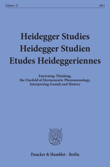 Cover: Heidegger Studies / Heidegger Studien / Etudes Heideggeriennes