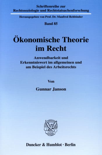 Cover: Ökonomische Theorie im Recht