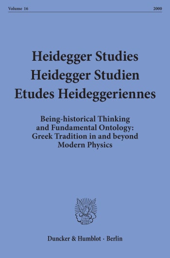 Cover: Heidegger Studies / Heidegger Studien / Etudes Heideggeriennes