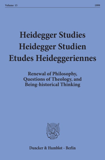 Cover: Heidegger Studies / Heidegger Studien / Etudes Heideggeriennes