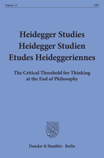 Cover: Heidegger Studies / Heidegger Studien / Etudes Heideggeriennes