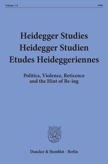 Cover: Heidegger Studies / Heidegger Studien / Etudes Heideggeriennes