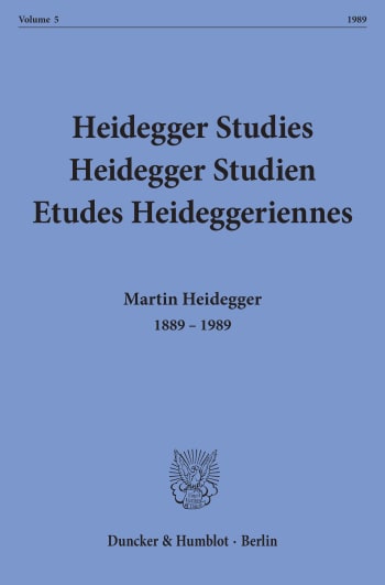 Cover: Heidegger Studies / Heidegger Studien / Etudes Heideggeriennes