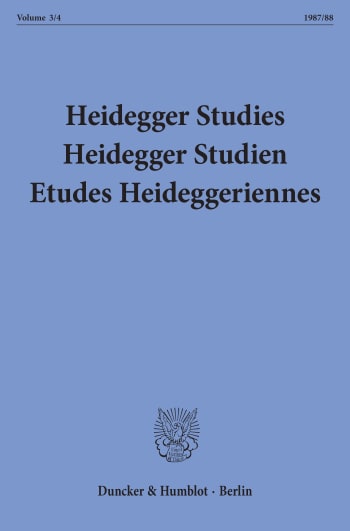 Cover: Heidegger Studies / HeideggerStudien / Etudes Heideggeriennes