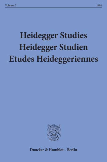 Cover: Heidegger Studies / Heidegger Studien / Etudes Heideggeriennes