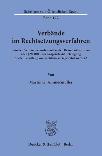 Cover: Verbände im Rechtsetzungsverfahren