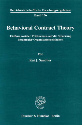 Cover: Behavioral Contract Theory