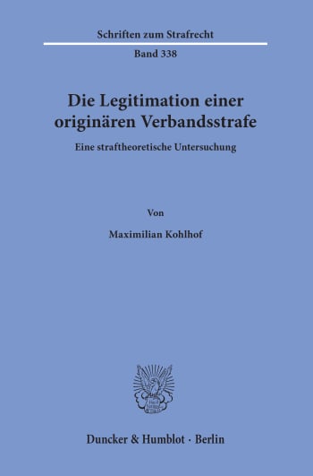 Cover: Die Legitimation einer originären Verbandsstrafe