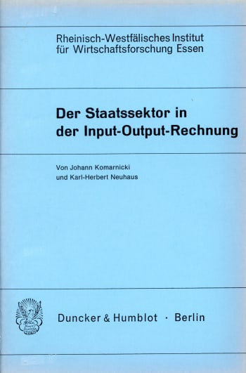 Cover: Der Staatssektor in der Input-Output-Rechnung