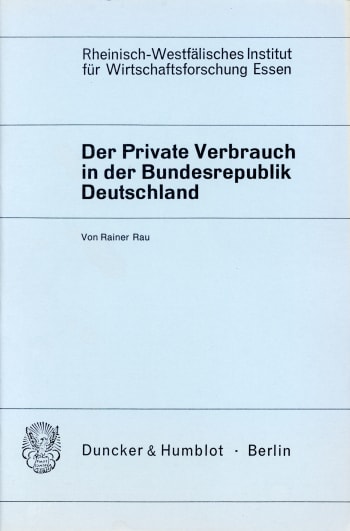 Cover: Der Private Verbrauch in der Bundesrepublik Deutschland