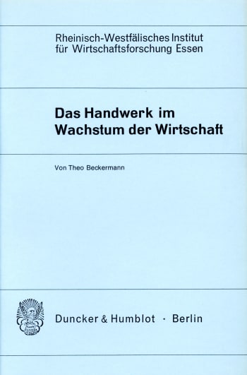 Cover: Das Handwerk im Wachstum der Wirtschaft