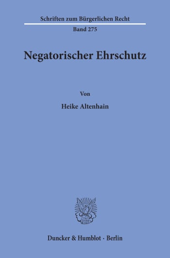 Cover: Negatorischer Ehrschutz