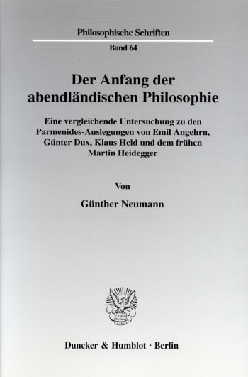 Cover: Der Anfang der abendländischen Philosophie