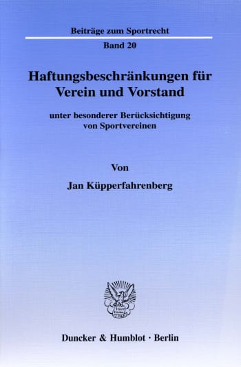 Cover: Haftungsbeschränkungen für Verein und Vorstand