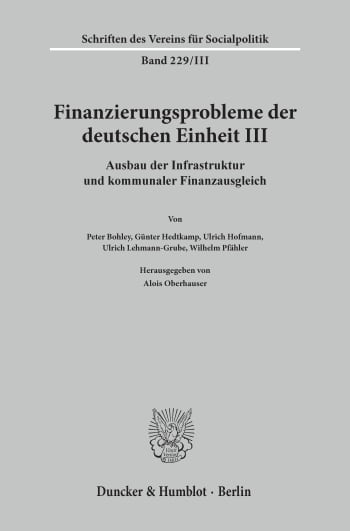 Cover: Finanzierungsprobleme der deutschen Einheit III